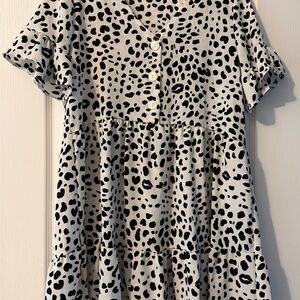 SHEIN Black and White Spotted Midi Dress